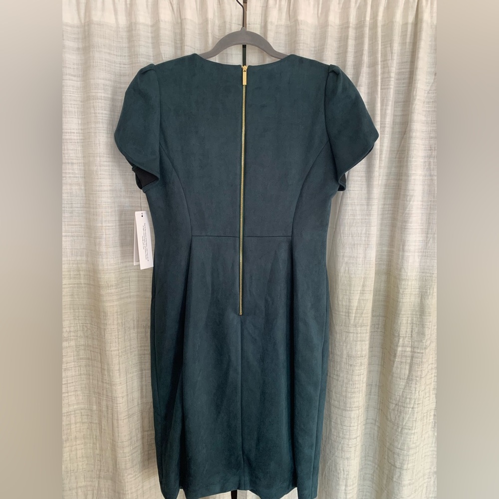NEW Calvin Klein 12 Green Suede Sheath Dress - Picture 2 of 8